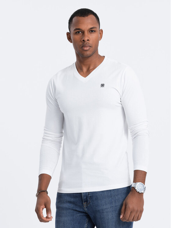 Ombre Ombre Longsleeve OM-LSCL-0110 Biały Regular Fit