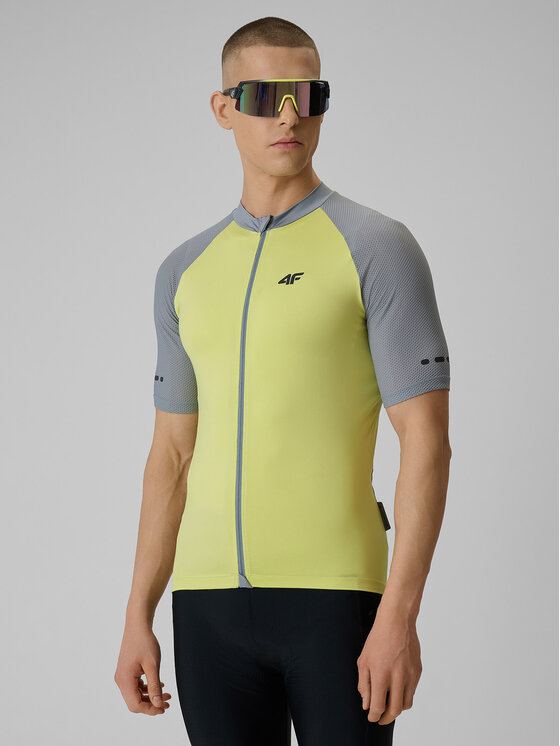 4F 4F Koszulka rowerowa GET LOST FEEL FOUND Żółty jasny Slim Fit