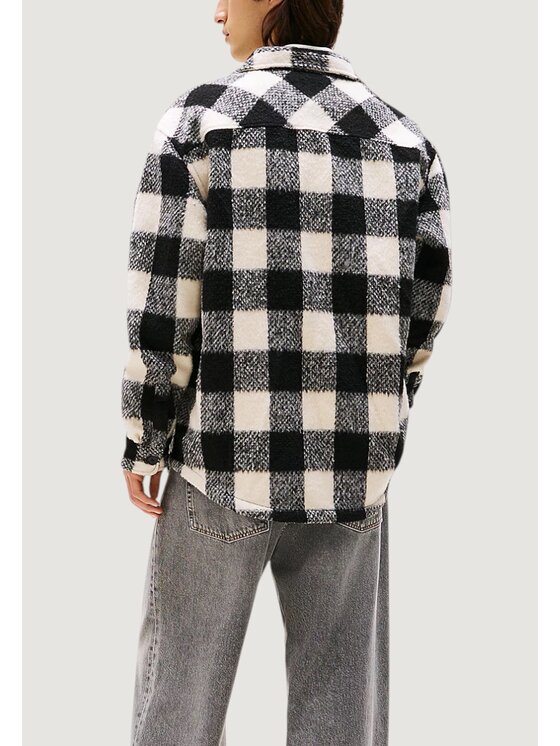 Tommy Jeans Tommy Jeans Giacca di pelle TJM CHECK OVERSHIRT Nero Over Fit