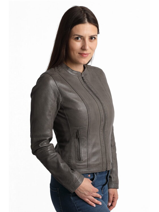 David Ryan David Ryan Kurtka skórzana SALSA Szary Regular Fit