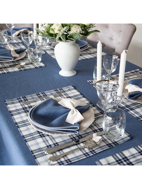 Roseberry Home Roseberry Home Bieżnik Blue Plaid Niebieski