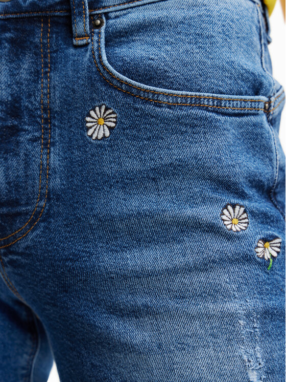 Desigual Desigual Τζιν Daisies 24SWDD33 Μπλε Flare Fit