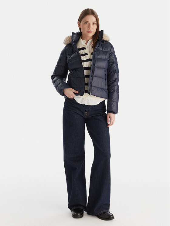 Tommy Hilfiger Tommy Hilfiger Kurtka puchowa WW0WW47354 Granatowy Slim Fit