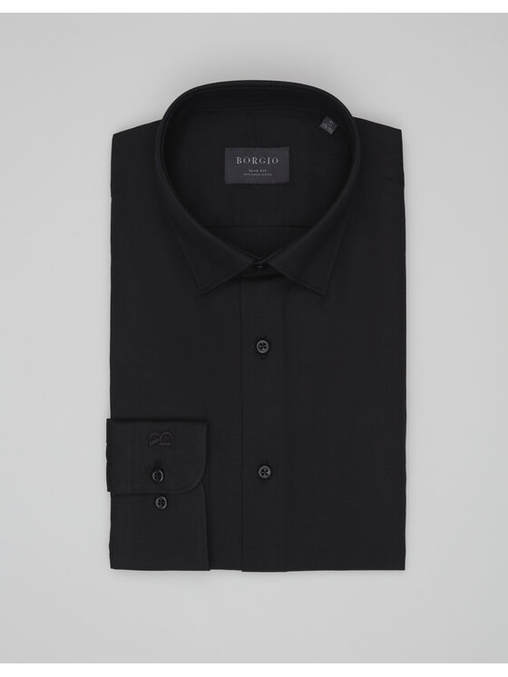 Borgio Borgio Koszula rosazza 00642 Czarny Slim Fit