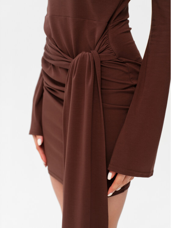 Roco Fashion Roco Fashion Sukienka koktajlowa Nevira Brązowy Slim Fit