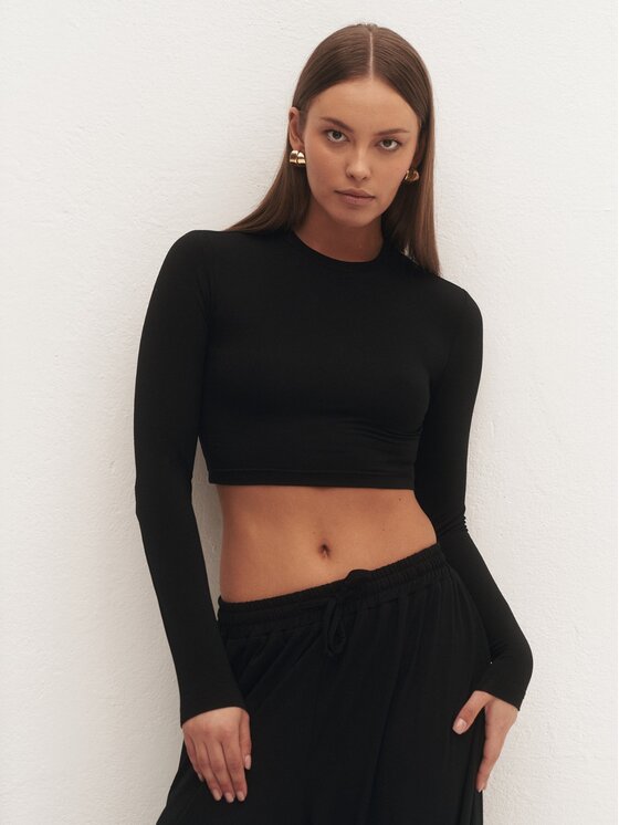 Le Collet Le Collet Top DILI Czarny Slim Fit