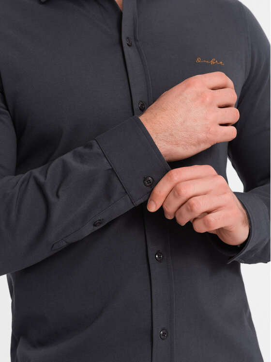 Ombre Ombre Košile OM-SHCS-0138 Šedá Regular Fit