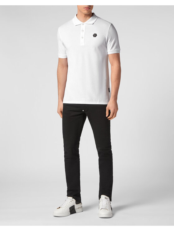 PHILIPP PLEIN PHILIPP PLEIN Polo 1727 Biały Slim Fit