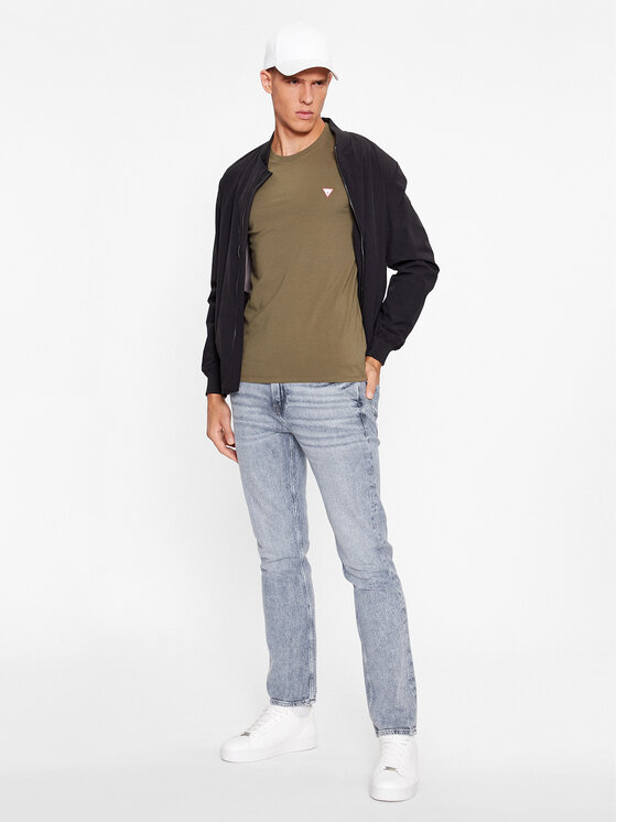 GUESS Maglietta Maniche Lunghe Uomo M2YI28 J1311 | Misto Cotone Slim Fit Con Logo Triangolo