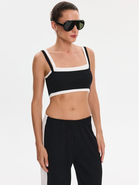 Nudyess Nudyess Top Lisa z prążka Czarny Slim Fit