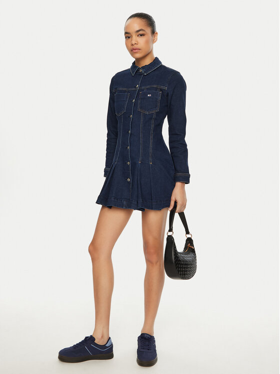 Tommy Jeans Tommy Jeans Džínsové šaty DW0DW20533 Tmavomodrá Regular Fit