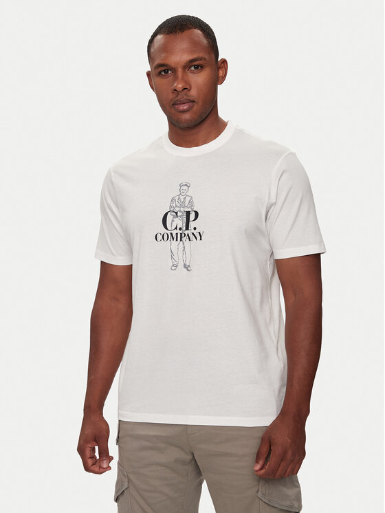 C.P. Company Tricou 17CMTS063A005100W Alb Regular Fit