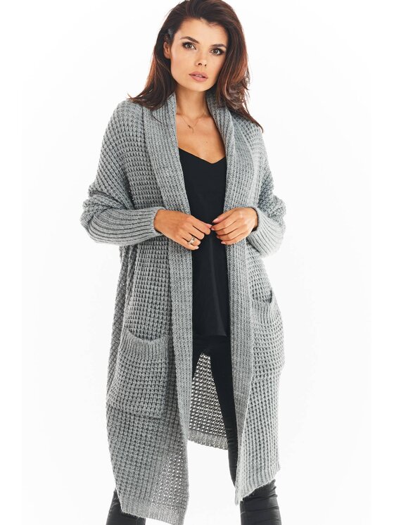 Awama Awama Cardigan A391 Grigio Basic Fit