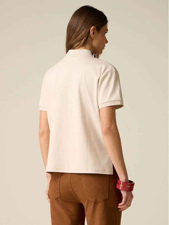 Oltre Oltre T-Shirt G025J004477N002 Kremowy Regular Fit