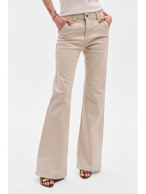 blue shadow blue shadow Spodnie damskie 8056 Beżowy Regular Fit