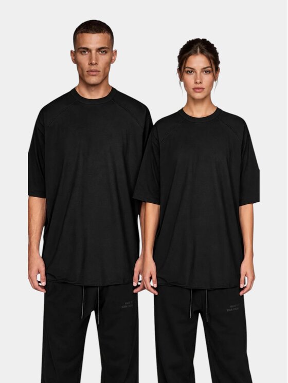 MADE BY SOCIETY MADE BY SOCIETY T-Shirt Crossline BORN FROM THE STREETS - T18042 Czarny Basic Fit