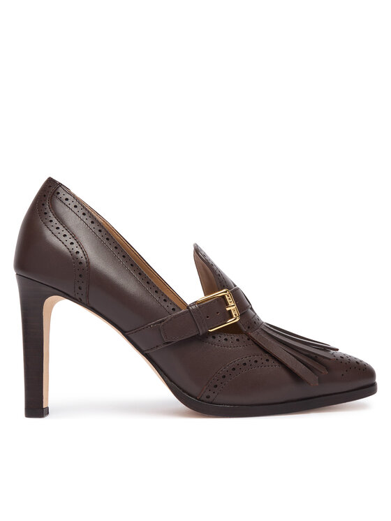 LAUREN RALPH LAUREN LAUREN RALPH LAUREN Cipele Colleen Perforated Calfskin Kiltie Pump 802P02364004 Tamno smeđa
