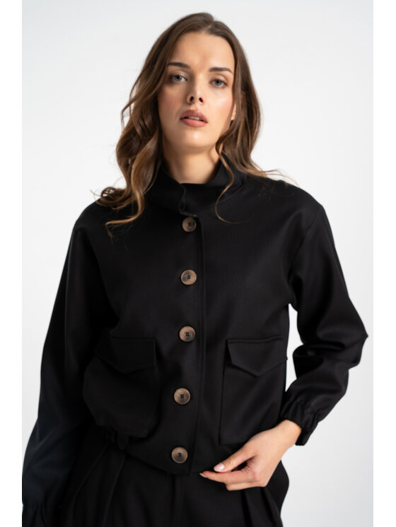 CLICK CLICK Prechodná bunda 71-0114 Čierna Boxy Fit