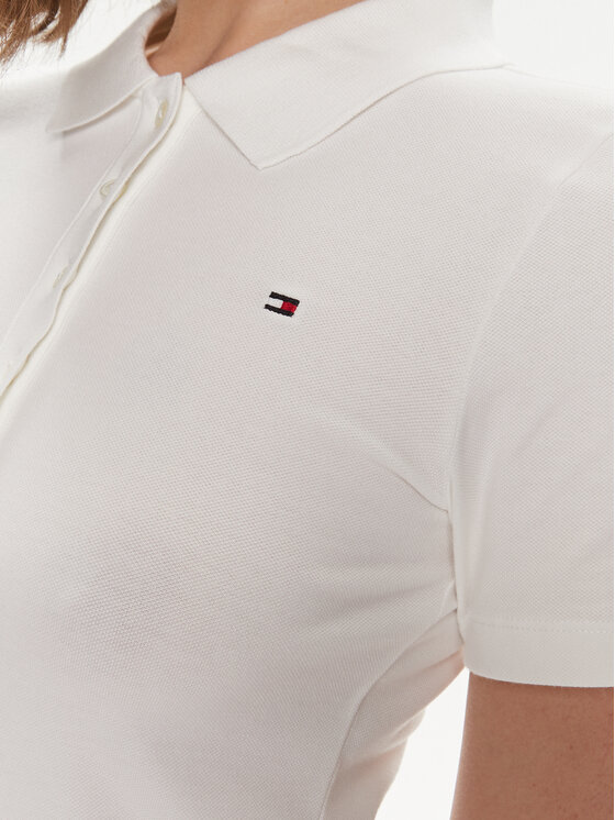 Tommy Hilfiger Tommy Hilfiger Sukienka codzienna 1985 WW0WW37853 Écru Slim Fit