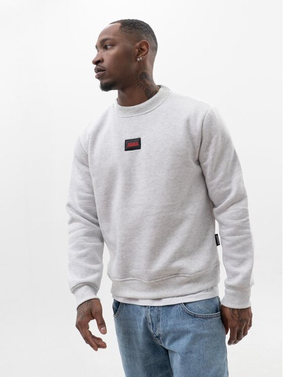 Jigga Wear Jigga Wear Bluza Bluza Bez Kaptura Męska Szara Jigga Wear Badge M Szary Regular Fit
