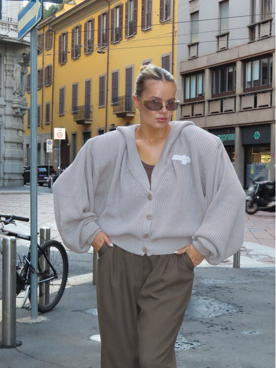 Magda Matyja Magda Matyja Kardigan ALAYA CARDIGAN GREY Szary Loose Fit
