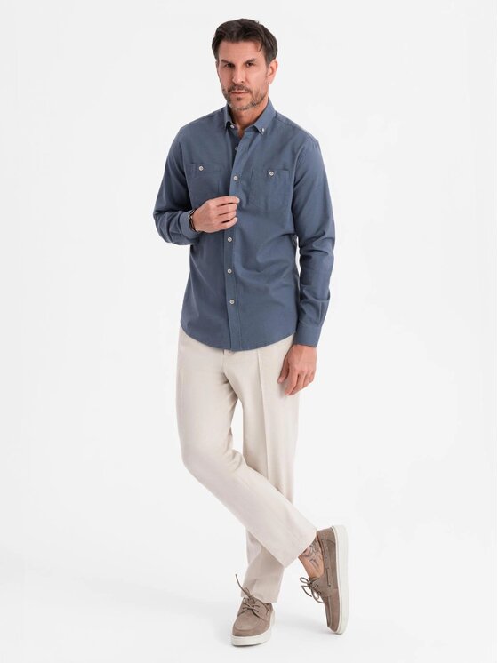 Ombre Ombre Koszula OM-SHCS-0134 Niebieski Regular Fit
