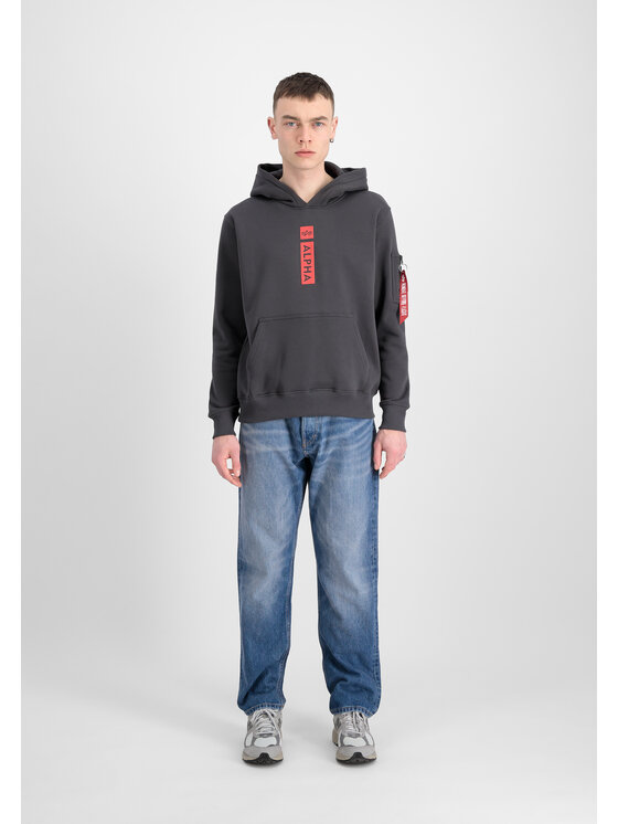 Alpha Industries Alpha Industries Mikina Alpha Puff Print Hoodie Sivá Regular Fit