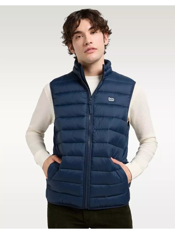Lee Lee Tank top STAND COLLAR PUFFER Granatowy Regular Fit