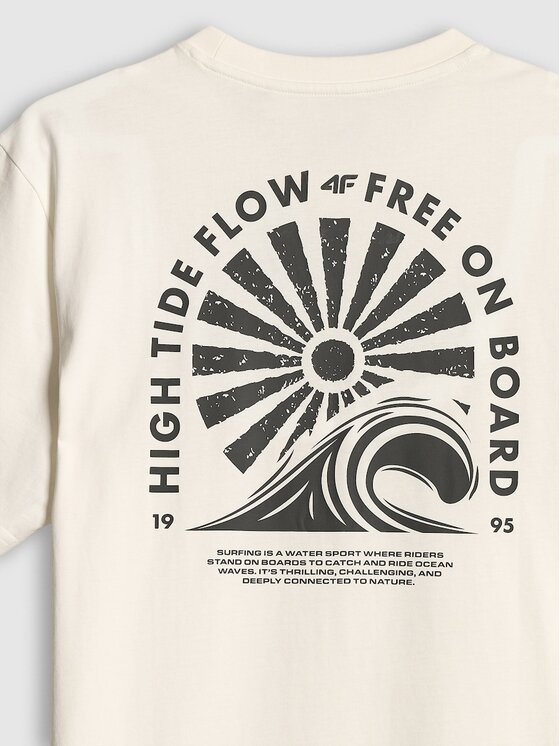 4F 4F T-Shirt CATCH THE WAVE Biały Relaxed Fit