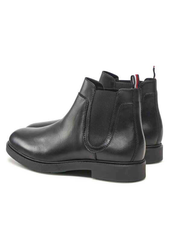 Tommy Hilfiger Tommy Hilfiger Μποτάκια με λάστιχο Elevated Rounded Lth Chelsea FM0FM04183 Μαύρο