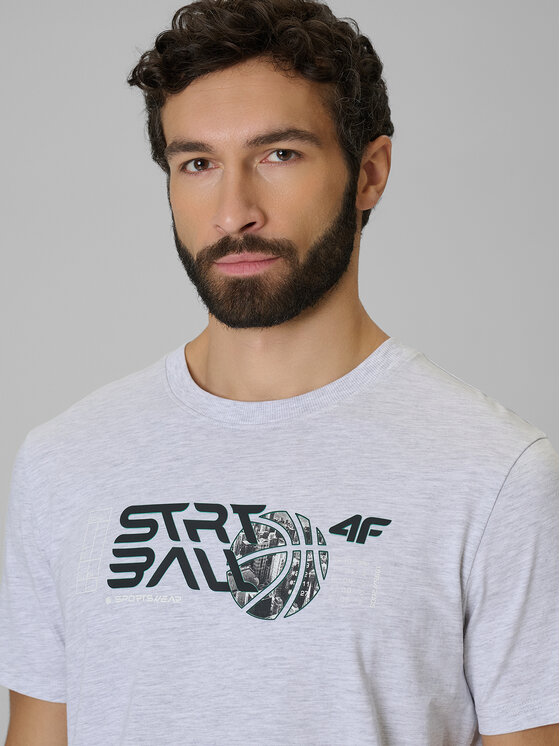 4F 4F T-Shirt ESSENTIAL 2 Szary jasny Regular Fit