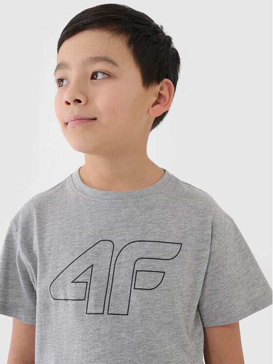4F 4F T-Shirt 4FJWMM00TTSHM2331 Szary jasny Regular Fit