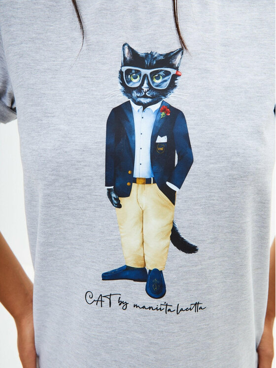 CAT by maniita lacitta CAT by maniita lacitta T-Shirt Printed T-shirt Szary Regular Fit