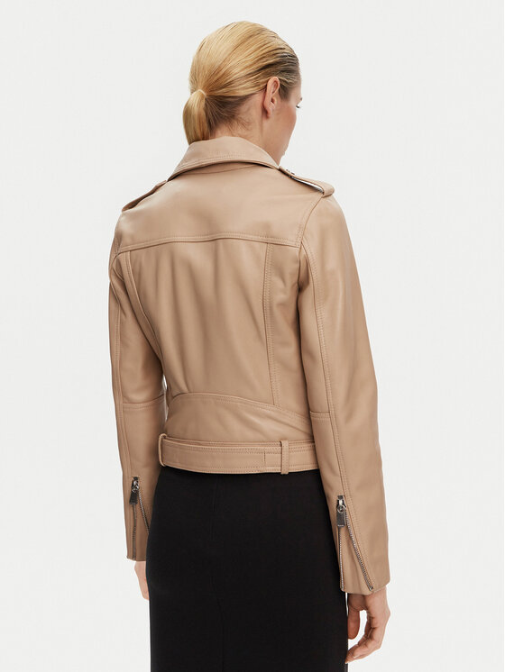 PINKO PINKO Шкіряна куртка 103897 A21L Бежевий Regular Fit