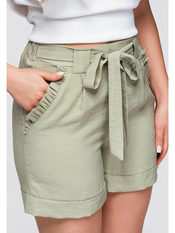 Ombre Ombre Szorty materiałowe OW-ST-E0006 Khaki Relaxed Fit