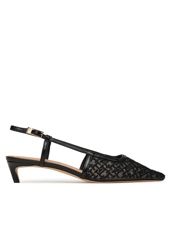 Sandale Tommy Hilfiger Mono Squared Toe Kitten Slingb FW0FW08746 Negru