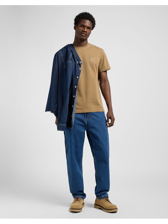 Lee Lee T-Shirt ESSENTIAL TEE Zielony Regular Fit