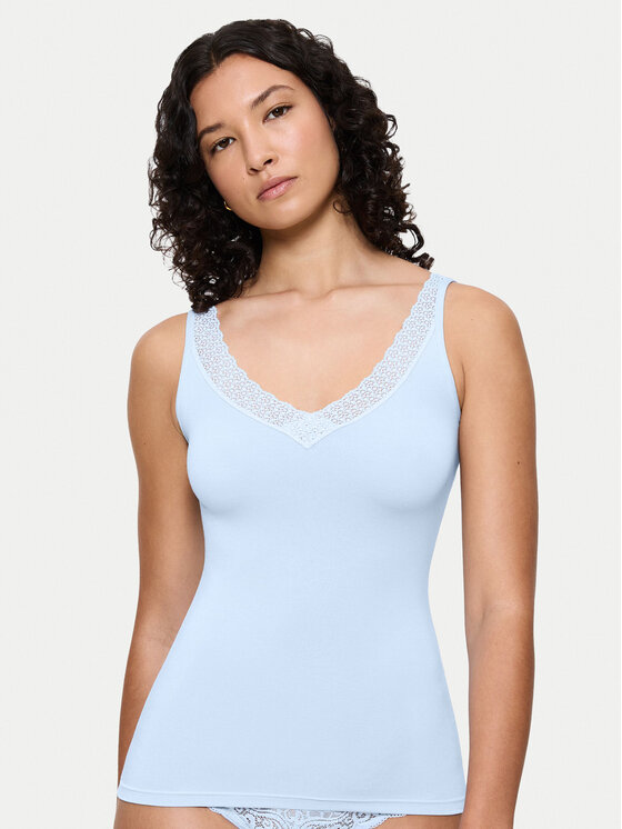 Triumph Top Feel Of Modal 10221637 Błękitny Slim Fit