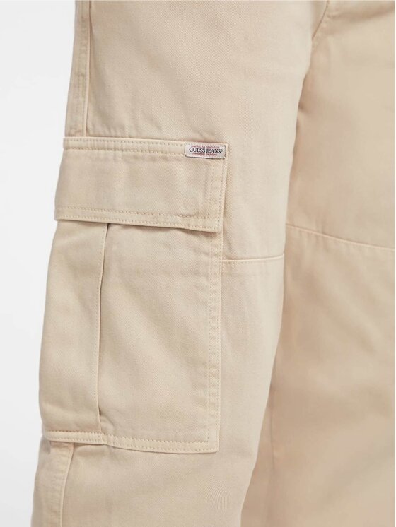 Guess Jeans Guess Jeans Kalhoty z materiálu 165505 Béžová Regular Fit