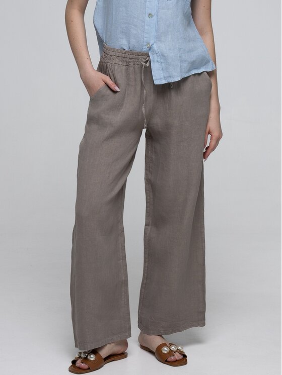 Perso Perso Spodnie materiałowe PTE267299F Beżowy ciemny Wide Leg
