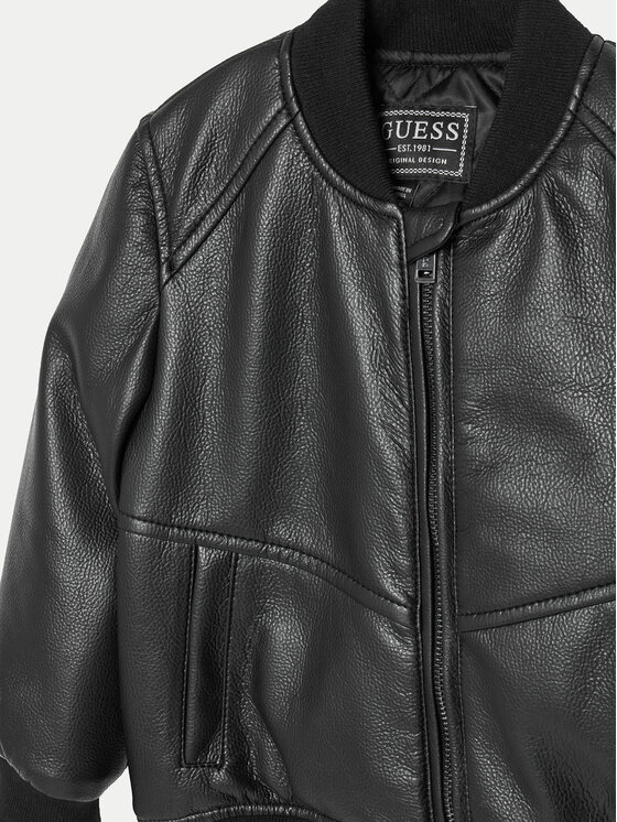 Guess Guess Jakna od imitacije kože N5RL08 WH2J0 Crna Regular Fit