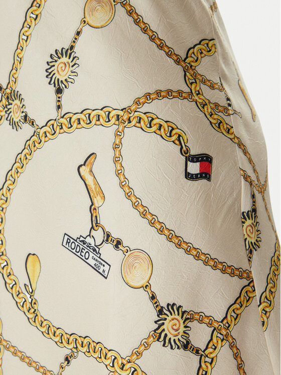 Tommy Jeans Tommy Jeans Poletna obleka Chain Print DW0DW22346 Svetlo bež Slim Fit