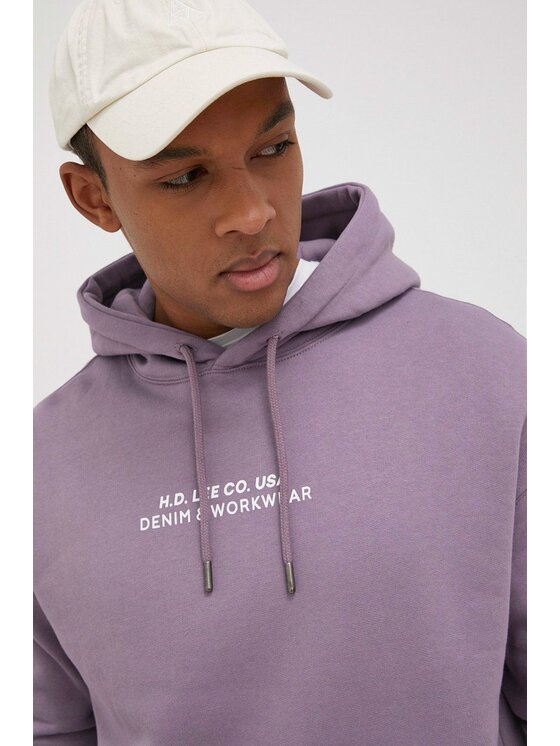 Lee Lee Felpa LOGO LOOSE HOODIE Viola Regular Fit