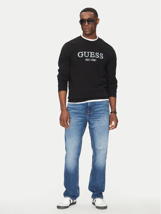 Guess Guess Μπλούζα M5GQ08 KCN01 Μαύρο Regular Fit