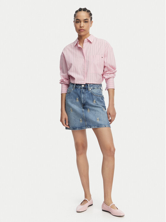 Tommy Hilfiger Tommy Hilfiger Φούστα τζιν TH Crest Embroidery WW0WW50623 Μπλε Regular Fit