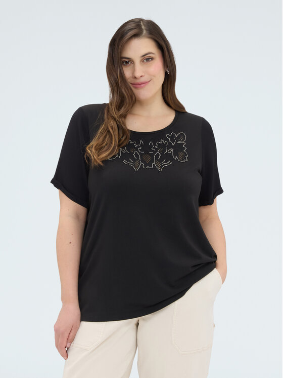 Fiorella Rubino Fiorella Rubino T-shirt G08XL009106N033 Nero Regular Fit
