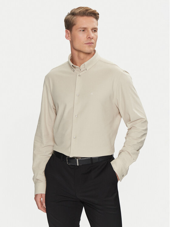 Calvin Klein Calvin Klein Cămașă Pique Jersey Shirt K10K113311 Bej Regular Fit