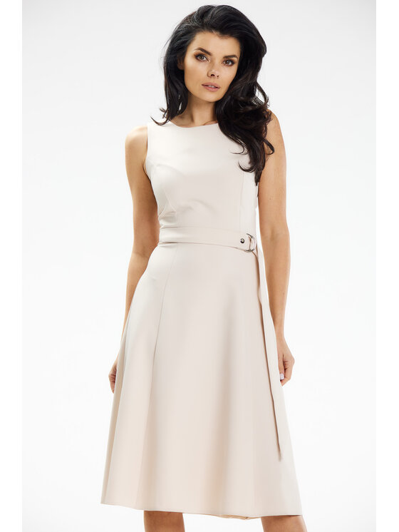 Awama Awama Sukienka letnia A633 Beżowy Basic Fit