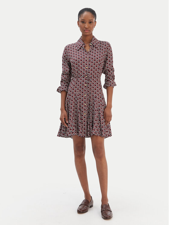 Tommy Hilfiger Tommy Hilfiger Hemdkleid WW0WW48629 Dunkelrot Regular Fit