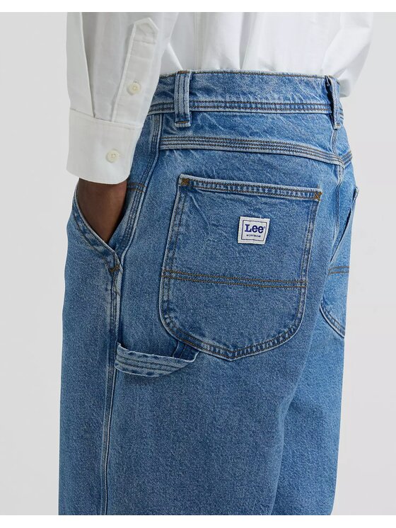 Lee Lee Szorty jeansowe CARPENTER SKATER SHORT Niebieski Loose Fit